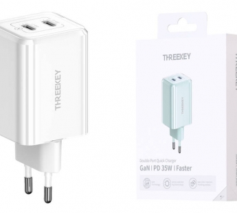 Сетевое зарядное устройство THREEKEY TK-111 GaN USB-C (35W) 2C, цвет белый#2027219