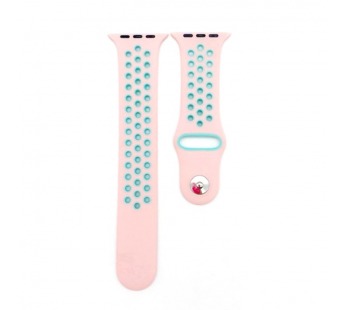 Ремешок для Apple Watch 42/44/45/49mm Sport №16 силиконовый Розово-зеленый  (Размер M)#2094921