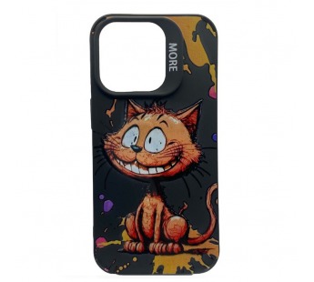 Чехол iPhone 14 Pro Креатив Улыбающийся Котик Черный#2102007