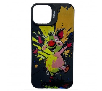 Чехол iPhone 15 Креатив Свинка Черный#2002523