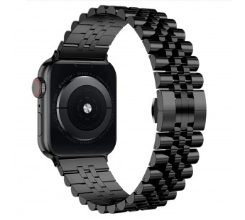 Ремешок - ApW35 металл блочный на застежке Apple Watch 42/44/45/49 mm (black) (230498)#2003835