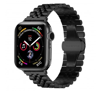 Ремешок - ApW35 металл блочный на застежке Apple Watch 42/44/45/49 mm (black) (230498)#2003836