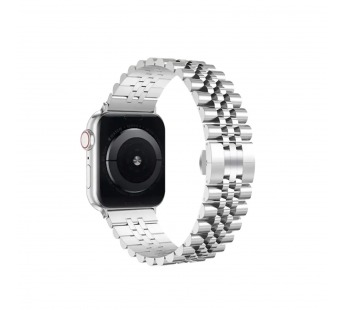 Ремешок - ApW35 металл блочный на застежке Apple Watch 42/44/45/49 mm (silver) (230499)#2005918