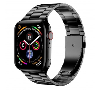 Ремешок - ApW36 металл блочный на застежке Apple Watch 42/44/45/49 mm (black) (230505)#2005924