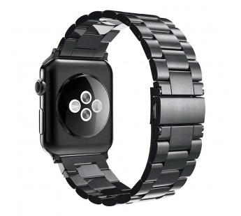 Ремешок - ApW36 металл блочный на застежке Apple Watch 42/44/45/49 mm (black) (230505)#2005925