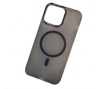 Чехол пластиковый iPhone 15 Pro Max матовый с MagSafe черный#2003119