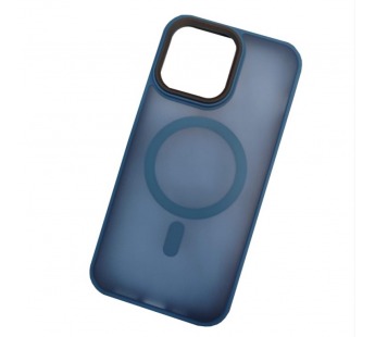 Чехол пластиковый iPhone 15 матовый с MagSafe синий#2003134