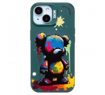 Чехол-накладка - SC335 для "Apple iPhone 15"  (медведь) (dark green) (227037)#2003382