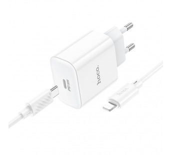 Адаптер сетевой HOCO C76A Pro (1-Type-C/30W,PD) + кабель Apple Lightning (1м) (белый)#2004132