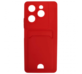 Чехол силиконовый Infinix Hot 40/Hot 40 Pro матовый цветной с визитницей красный#2061680