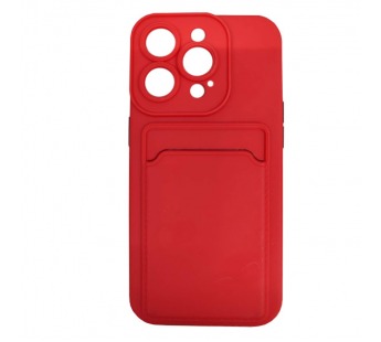 Чехол силиконовый iPhone 14 Pro матовый цветной с визитницей красный#2007626