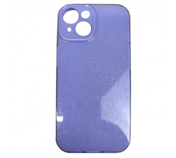 Чехол силиконовый iPhone 15 блестки с защитой камеры фиолетовый#2008452