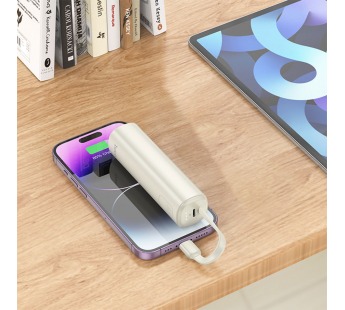 Внешний аккумулятор Hoco J113, 5000mAh, кабель Apple, белый#2005800