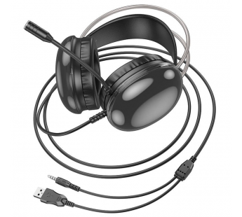 Проводные наушники с микрофоном полноразмерные Hoco W109 (повр. уп) Jack 3,5/USB  (black) (233470)#2006031