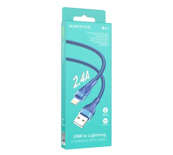 Кабель USB - Apple lightning Borofone BX61 (повр. уп) 100см 2,4A  (blue) (223411)#2006409