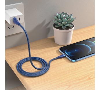 Кабель USB - Apple lightning Borofone BX61 (повр. уп) 100см 2,4A  (blue) (223411)#2006408
