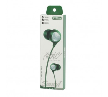 Наушники с микрофоном Elmcoei EV3004 (3.5 mm jack) зеленые#2010678