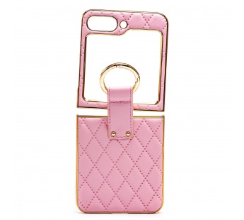 Чехол-накладка - FLIP экокожа стеганая с кольцом для "Samsung Galaxy Flip 5" (pink) (230929)#2010993