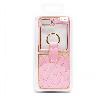 Чехол-накладка - FLIP экокожа стеганая с кольцом для "Samsung Galaxy Flip 5" (pink) (230929)#2043976