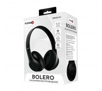 Полноразмерные беспроводные наушники FUMIKO BOLERO (4 ч/150 mAh/Bluetooth/AUX/TF) черные#2012565