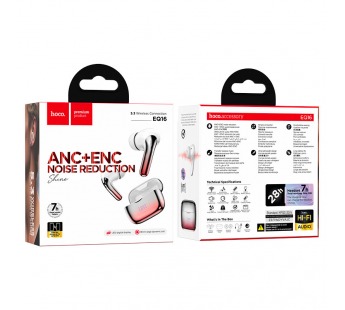 Беспроводные Bluetooth-наушники Hoco TWS EQ16 Shine ANC+ENC (red) (229413)#2011939