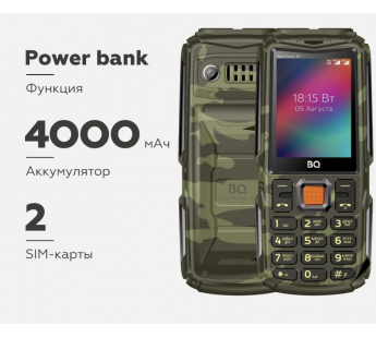 Мобильный телефон BQM-2410L Tank Power 4G Camouflage+Gunmetal#2012873