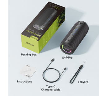 Колонка беспроводная ZEALOT S49 Pro 10W*2, (USB,FM,TF card)  цвет черный#2013486