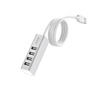 Хаб USB Hoco HB1 USB-4USB (80cm) (повр. уп.) (silver) (233949)#2015057
