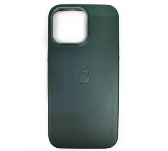 Чехол пластиковый iPhone 15 Pro Max Leather Case MagSafe темно-зеленый#2015873