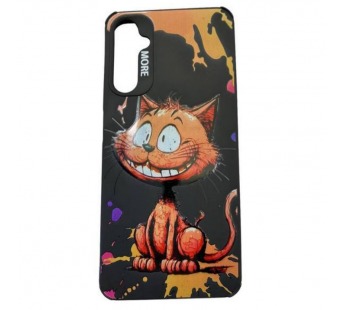 Чехол Samsung A05s (2023) Креатив Улыбающийся Котик Черный#2021156