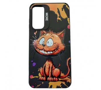 Чехол Samsung A25 5G (2024) Креатив Улыбающийся Котик Черный#2084625