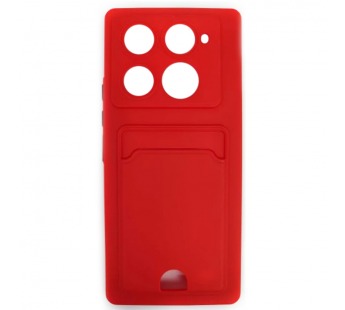 Чехол силиконовый Infinix Note 40 Pro матовый цветной с визитницей красный#2031192