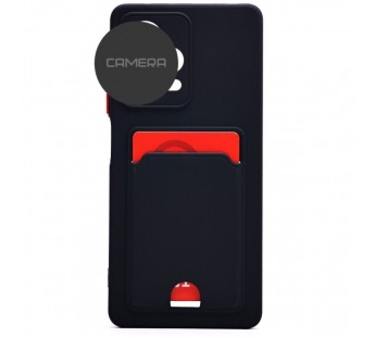 Чехол силиконовый Samsung A15 матовый цветной с визитницей черный#2018476