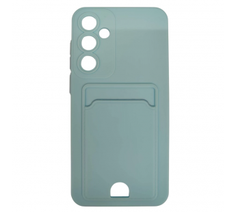 Чехол силиконовый Samsung A35 матовый цветной с визитницей голубой#2061671