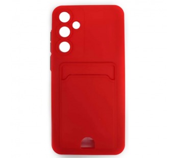 Чехол силиконовый Samsung A35 матовый цветной с визитницей красный#2031191