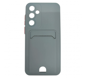 Чехол силиконовый Samsung A35 матовый цветной с визитницей серый#2061665