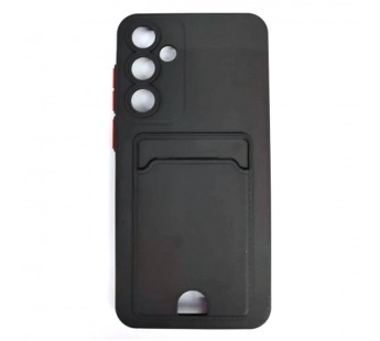 Чехол силиконовый Samsung A35 матовый цветной с визитницей черный#2031164
