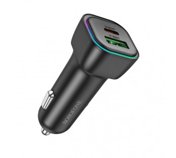 Адаптер автомобильный BOROFONE BZ28A PD 30W+QC 3.0 (черный)#2115817
