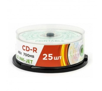 Диск MIREX CD-R Printable Ink-Jet 48X 700MB  Cake box 25 (25/300)#2022389