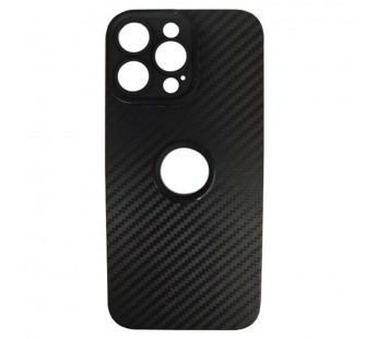 Чехол силиконовый iPhone 15Pro Max карбон с вырезом под логотип черный#2079230