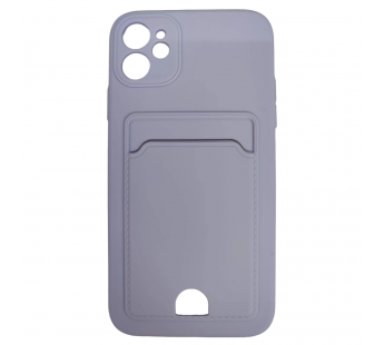 Чехол силиконовый iPhone 11 матовый цветной с визитницей сиреневый#2032164
