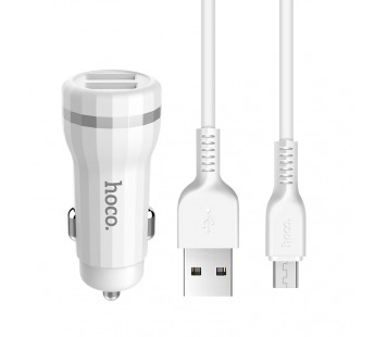 Автомобильное ЗУ HOCO Z27 + кабель Micro USB (2USB/2.4A) белый#2027455