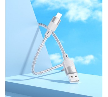 Кабель USB HOCO (X99) для iPhone Lightning 8 pin 2.4А (1м) прозрачный силикон, термостойкий (серый)#2027924