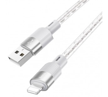 Кабель USB HOCO (X99) для iPhone Lightning 8 pin 2.4А (1м) прозрачный силикон, термостойкий (серый)#2027925