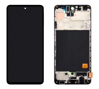 Дисплей для Samsung A515F Galaxy A51 (2019) в рамке + тачскрин (черный) 100% (REF)#2069905
