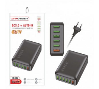 Сетевой адаптер питания Live Pover H5017 6 USB+ QC 3.0+ 5V/2A 65W (черный)#2038369