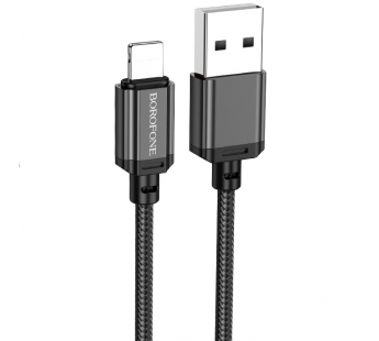 Кабель USB - Lightning BOROFONE BX87 (2.4A/2m/текстиль) черный#2030860