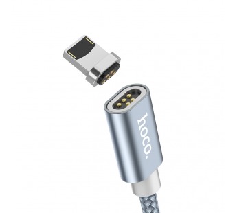 Кабель USB - Apple lightning Hoco U40A магнитный (повр. уп.) 100см 2A  (metal grey) (229845)#2032638