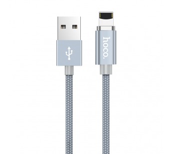 Кабель USB - Apple lightning Hoco U40A магнитный (повр. уп.) 100см 2A  (metal grey) (229845)#2032640