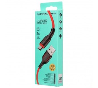 Кабель USB - micro USB Borofone BX63 (повр. уп) 100см 2,4A  (black/red) (230745)#2032751